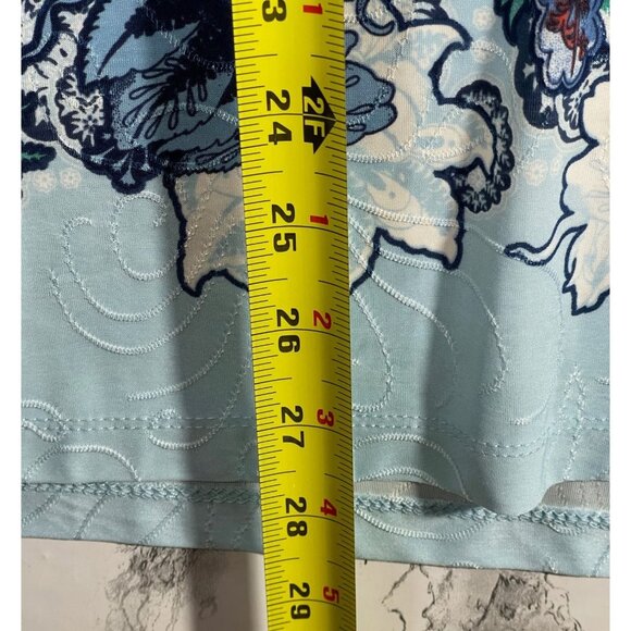 JM Collection Womens Sz XXL Jacquard Knit Floral Top Intrepid Blue CB Polyester - Picture 5 of 10